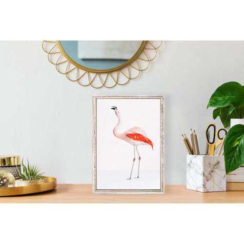 Flamingo On Dots Mini Framed Canvas