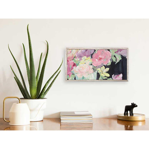 Flowers on Black Mini Framed Canvas