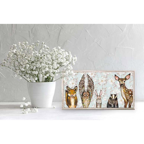 Forest Animals - Floral Mini Framed Canvas