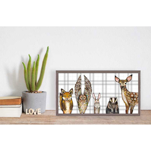 Forest Animals - Plaid Mini Framed Canvas