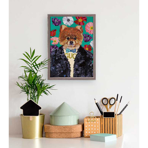 Furry Fashionistas - Chic Pomeranian Mini Framed Canvas