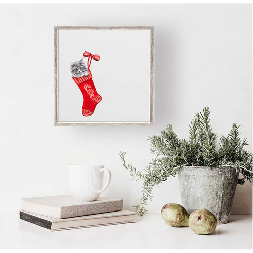 Holiday - Cat In Stocking 2 Mini Framed Canvas