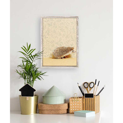 Hedgehog On Soft Yellow Mini Framed Canvas