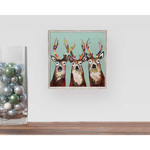 Holiday - Designer Deer - White Frame Mini Framed Canvas