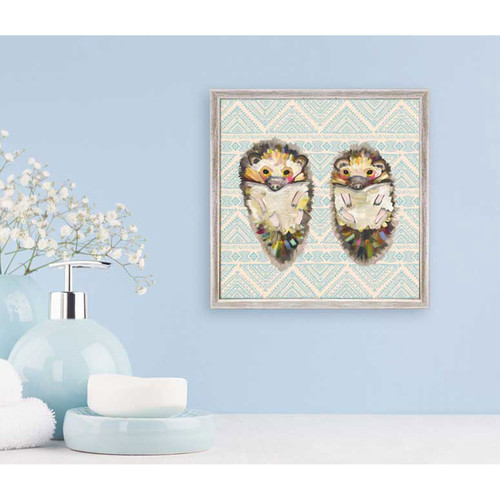 Hedgehog Duo On Bohemian Pattern Mini Framed Canvas