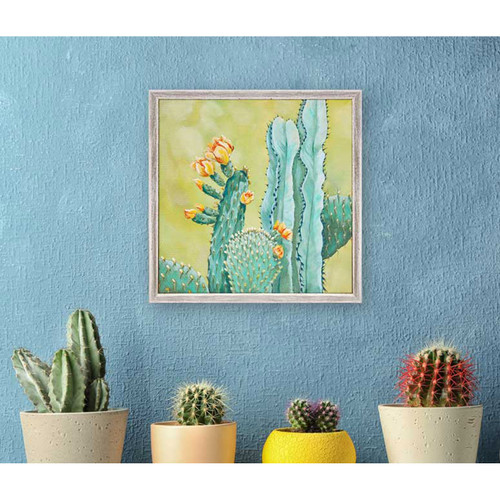 Green Cactus Mini Framed Canvas