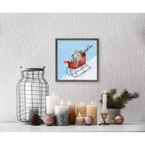 Holiday - 6 Deer A Sleighing Mini Framed Canvas