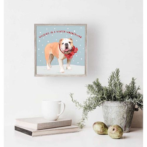 Holiday - Festive Bulldog Mini Framed Canvas