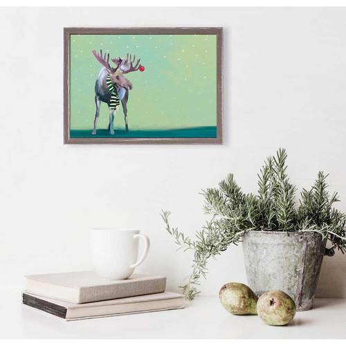 Holiday - Wondrous Moose In The Snow Mini Framed Canvas