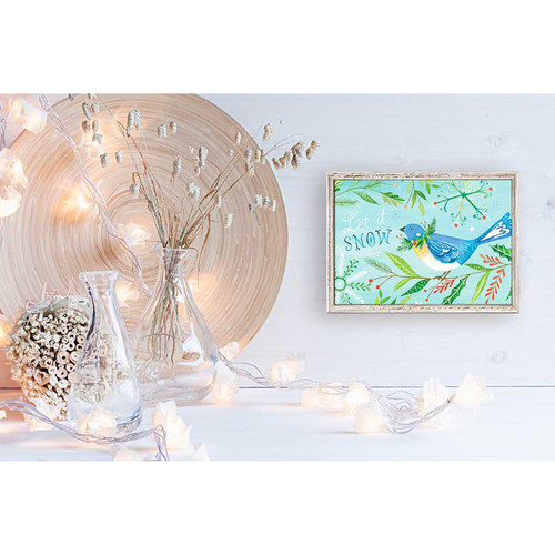 Holiday - Let It Snow Bluebird Mini Framed Canvas