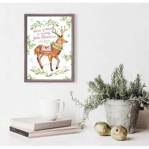 Holiday - Merry Woodland Reindeer Mini Framed Canvas