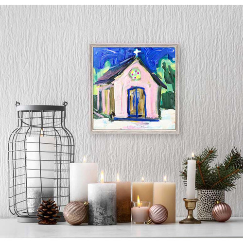 Holiday - Little Pink Church Mini Framed Canvas
