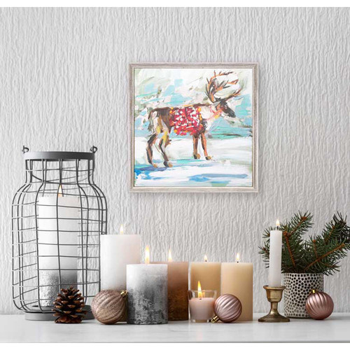 Holiday - Reindeer In The Snow Mini Framed Canvas