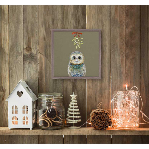 Holiday - Owliday Mistletoe Mini Framed Canvas