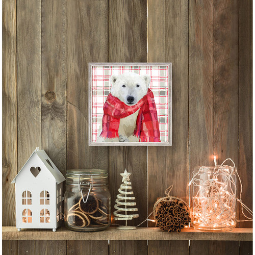 Holiday - Plaid Polar Bear Mini Framed Canvas