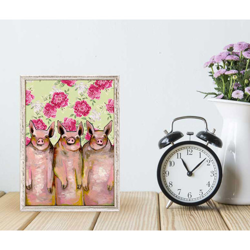 Little Piggies - Floral Mini Framed Canvas