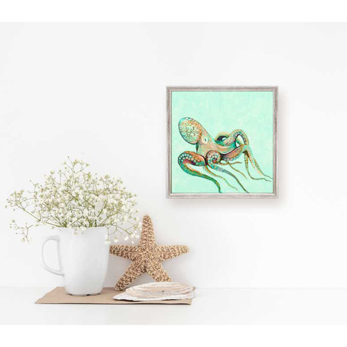 Minty Octopus Mini Framed Canvas