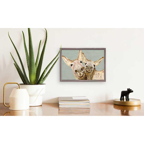 Los Dos Donkeys - Green Mini Framed Canvas