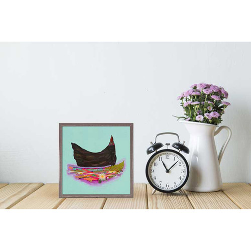 Nesting Hens - Black Hen Mini Framed Canvas