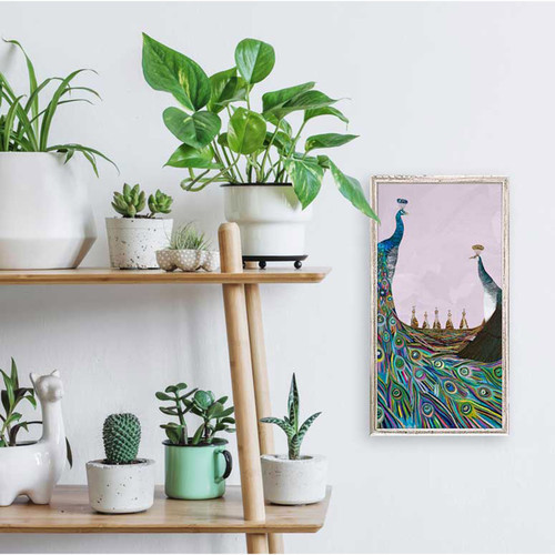 Peachicks On Lavender Mini Framed Canvas