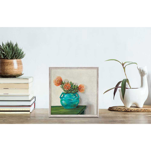 Pot Of Proteas Mini Framed Canvas