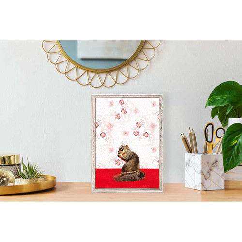 Squirrel on Pattern Mini Framed Canvas