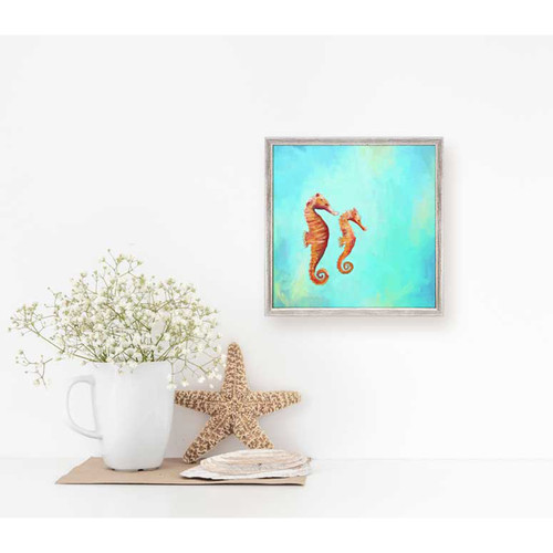 Swimming Seahorses Mini Framed Canvas