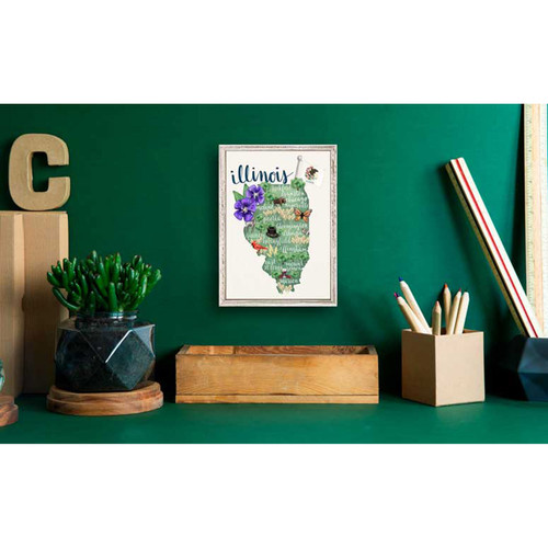 State Map - Illinois Mini Framed Canvas