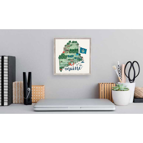 State Map - Maine Mini Framed Canvas