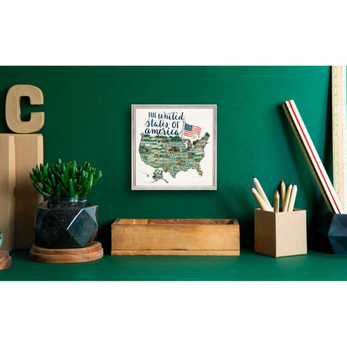 State Map - United States Of America Mini Framed Canvas