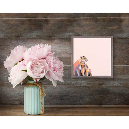 You And Me Lions - Pink Mini Framed Canvas