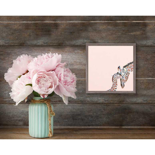 You And Me Giraffe - Pink Mini Framed Canvas