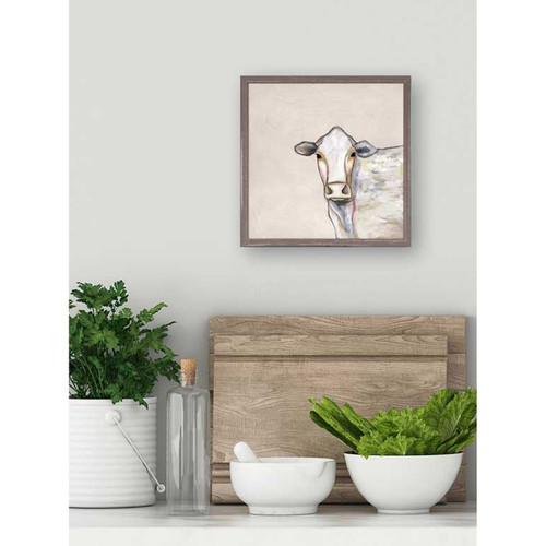 White Cow Mini Framed Canvas
