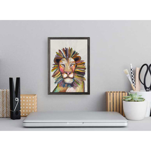 Wild Lion On Cream Mini Framed Canvas