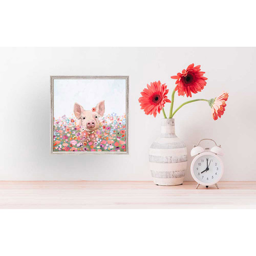 Wildflower Pig Mini Framed Canvas