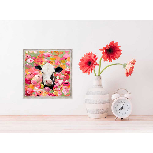 Wildflower Cow Mini Framed Canvas