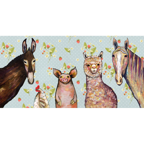 Alpaca And Pals - Strawberry Patch Stretched Canvas Wall Art
