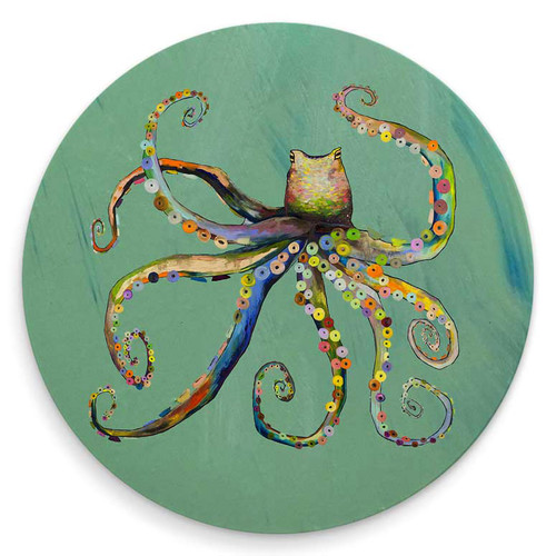 Bright Octopus On Green Coaster