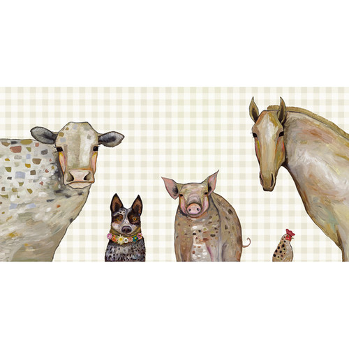 Cattle Dog and Crew - Plaid Stretched Canvas Wall Art