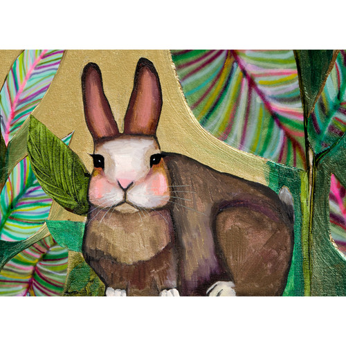 Carrot Cake Bunny In Leaves Stretched Canvas Wall Art
