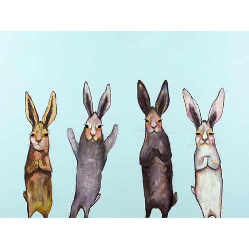 Four Bunnies Stretched Canvas Wall Art