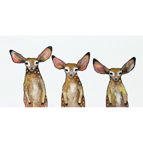 Fawn Triplets - White Stretched Canvas Wall Art