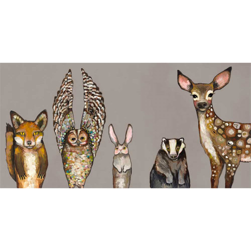 Forest Animals - Taupe Stretched Canvas Wall Art