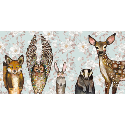 Forest Animals - Floral Stretched Canvas Wall Art