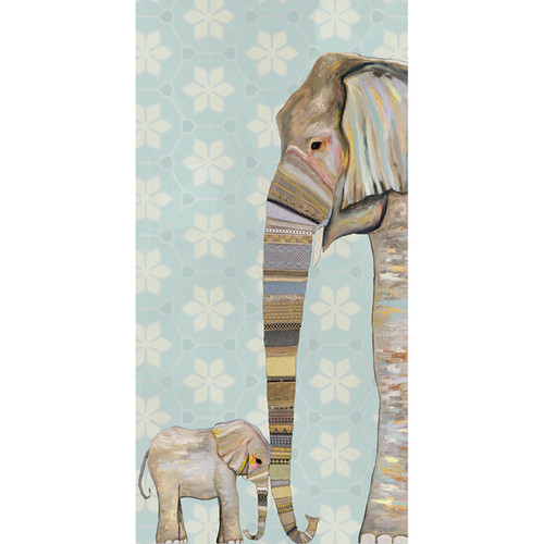 Elephant Baby and Mama - Bohemian Stretched Canvas Wall Art