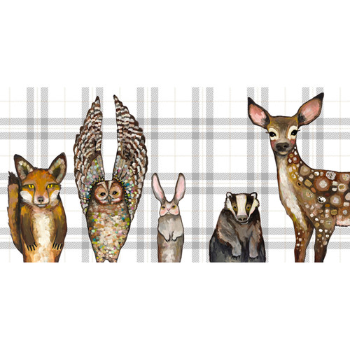 Forest Animals - Plaid Stretched Canvas Wall Art