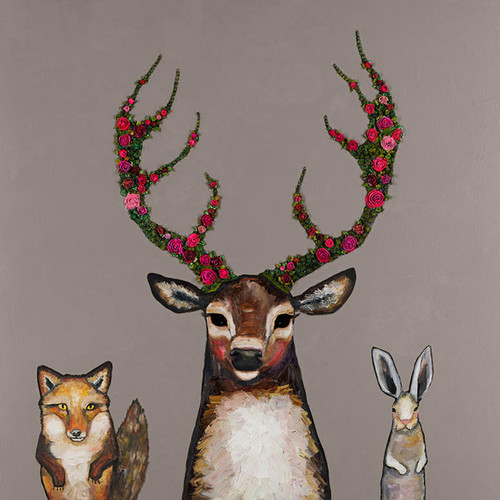 Fox, Buck & Hare Stretched Canvas Wall Art