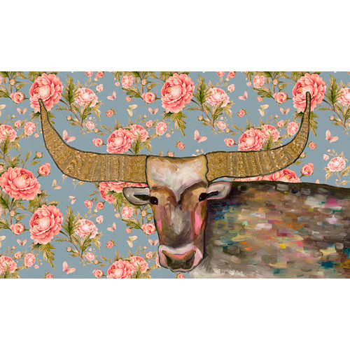 Golden Bull - Floral Stretched Canvas Wall Art