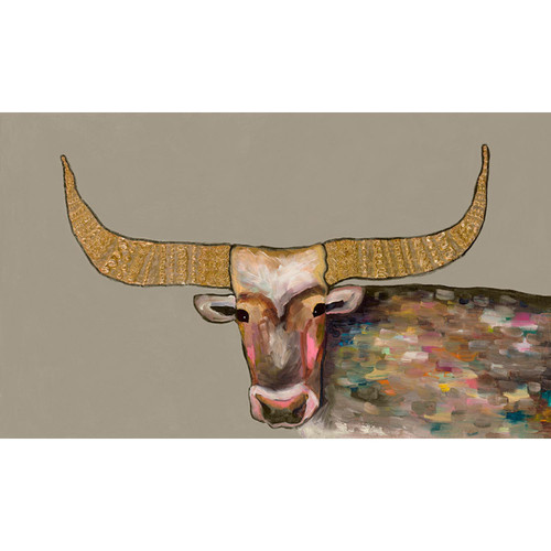 Golden Bull - Putty Stretched Canvas Wall Art