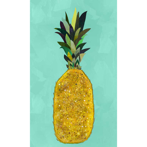 Jeweled Pineapple - Aqua Stretched Canvas Wall Art